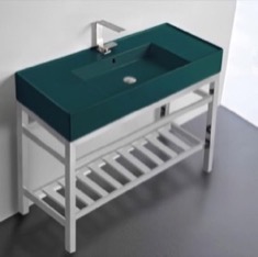 Modern Console Sink Vanity, Green Ceramic Sink, 40 inch